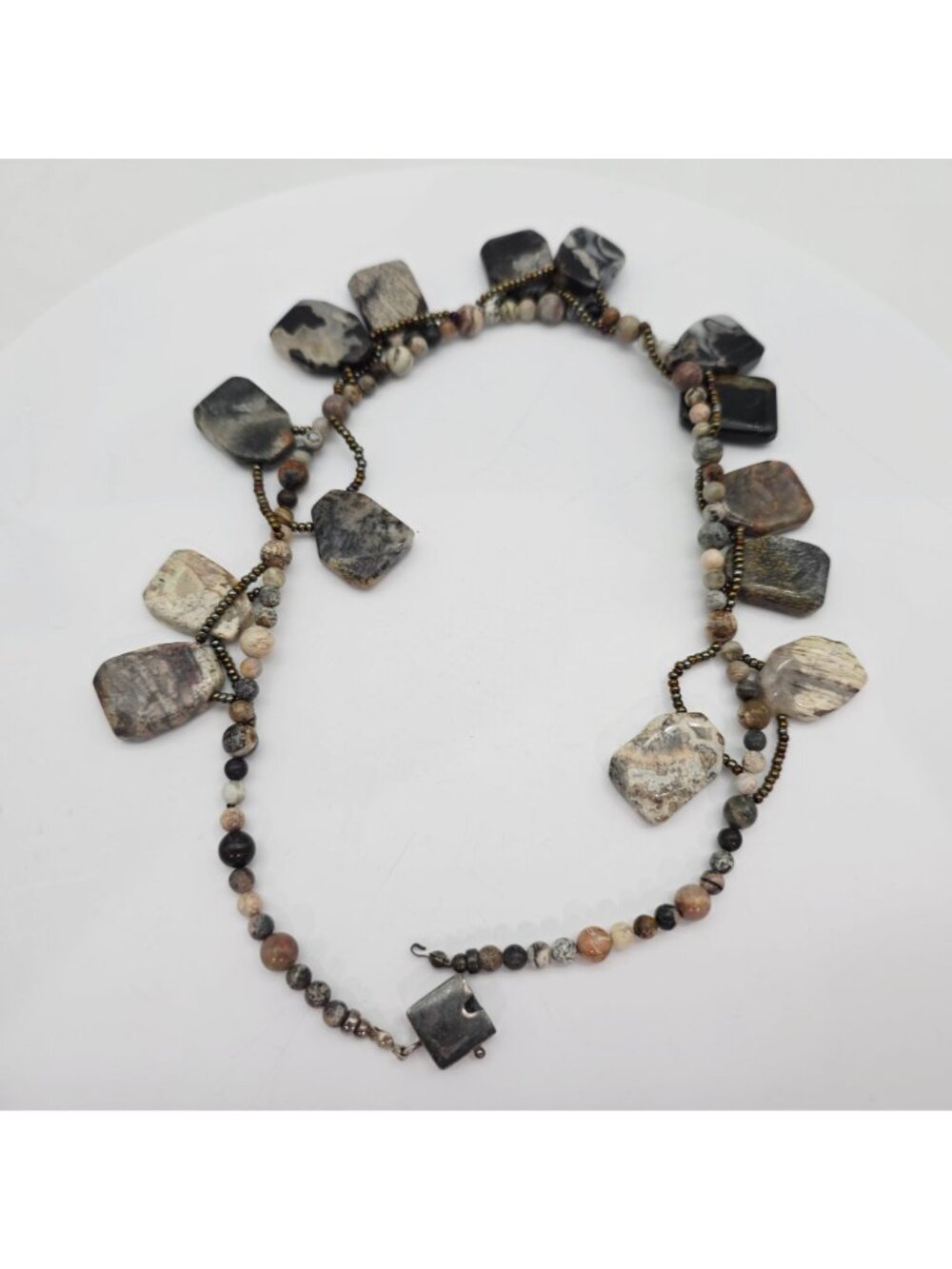 Natural Gemstone 925 Sterling Silver Beaded Multi Color Necklace 15" - Picture 6 of 7
